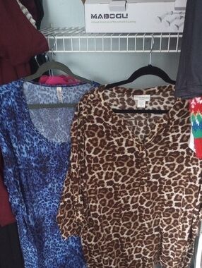 Rebecca Malone Brown Leopard Print Henley